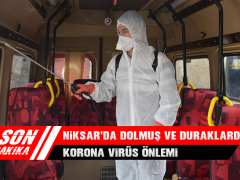 Niksar’da Dolmuş ve Duraklarda Korona Virüs Önlemi