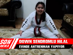 Down Sendromlu Hilal, Evinde Antrenman Yapıyor